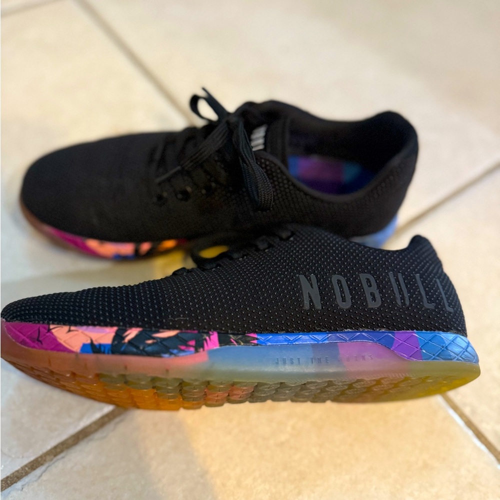NOBULL Black Trainers with Colorful Sole